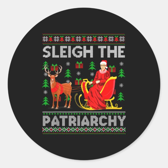 Sticker Rond Feminist Ruth Bader Ginsburg Rbg Xmas Sleigh The P (Devant)