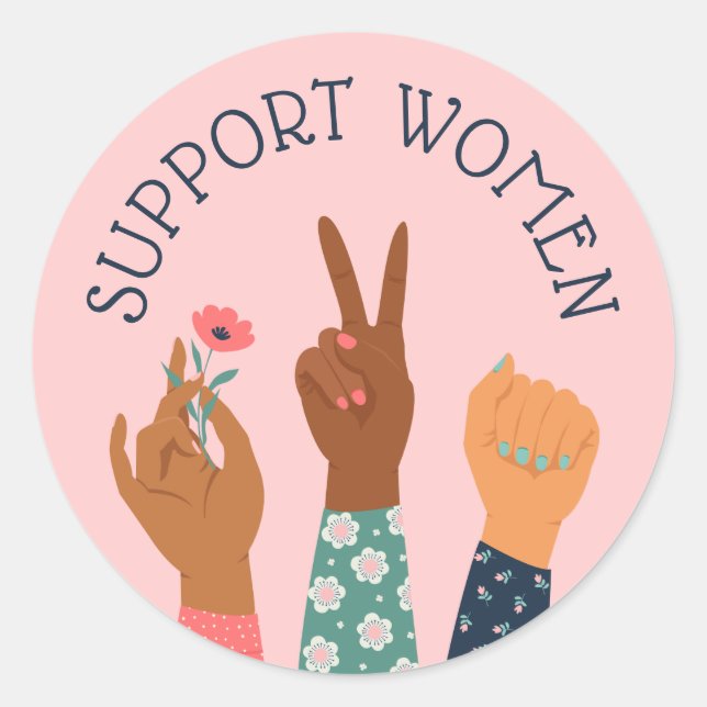 Sticker Rond Feministe féministe "Soutenir les femmes" (Devant)