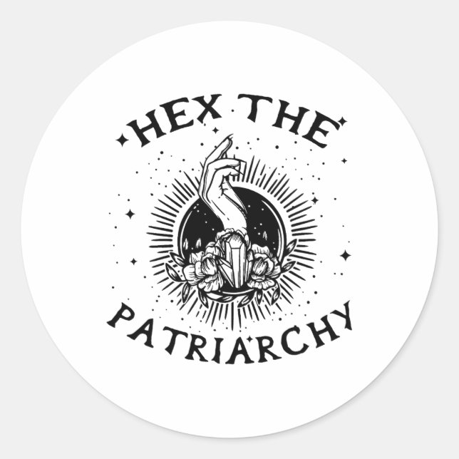 Sticker Rond Feministe Wicca Witch Hex Le Patriarcat sorcière (Devant)