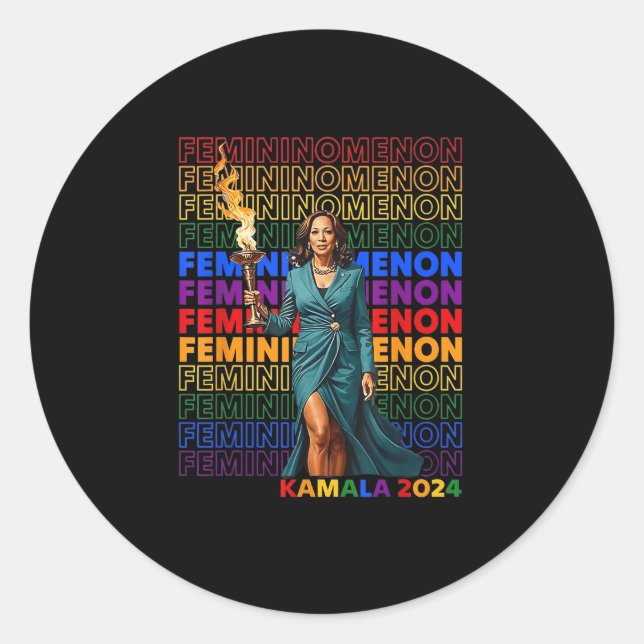 Sticker Rond Feminomenon Funny Kamala Harris (Devant)