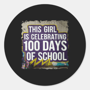 Sticker Rond Femme 100e Jour Amusante tenue pour filles 100 Jou