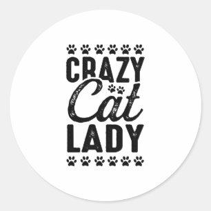 Sticker Rond Femme au chat Lady Cat Mama