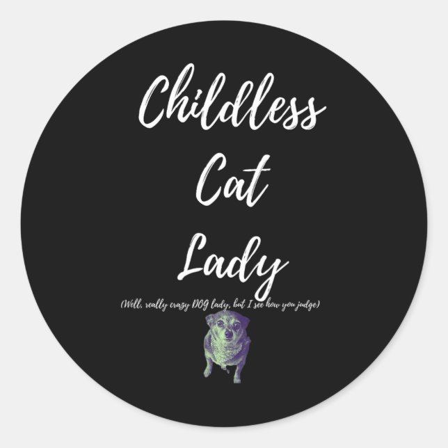 Sticker Rond Femme au chat sans enfant (Devant)