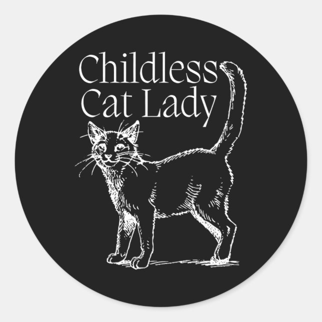 Sticker Rond Femme au chat sans enfant (Devant)