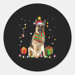 Sticker Rond Femme berger allemand chien arbre de Noël Sweat