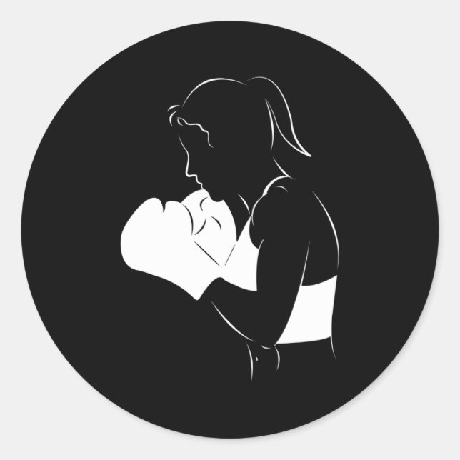 Sticker Rond Femme Boxer (Devant)