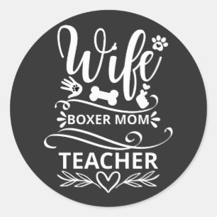 Sticker Rond Femme Boxer Maman Enseignant Drôle Chien