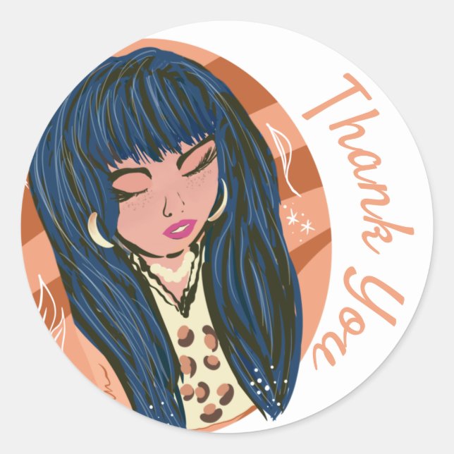 Sticker Rond Femme Chic Blogueuse de mode beauté  (Devant)