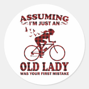 Sticker Rond Femme cycliste Supposant que je suis juste une vie