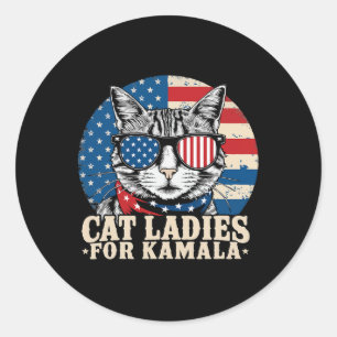 Sticker Rond Femme De Chat Sans Enfant Pour Kamala Harris Votan