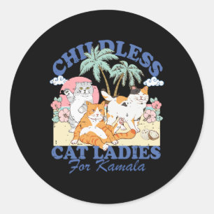 Sticker Rond Femme De Chat Sans Enfant Pour L'Élection De Kamal