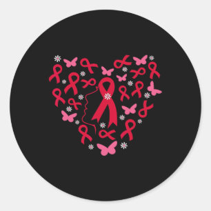 Sticker Rond Femme de coeur soutien cancer du sang guerrier rub