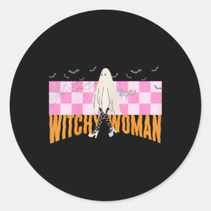 Sticker Rond Femme de cuisine drôle Costume d'Halloween Éffraya