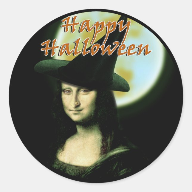 Sticker Rond Femme de cuisine Mona Lisa Halloween (Devant)