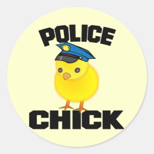 Sticker Rond Femme de police