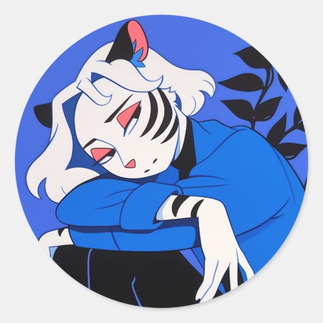 Sticker Rond Femme de tigre (Devant)