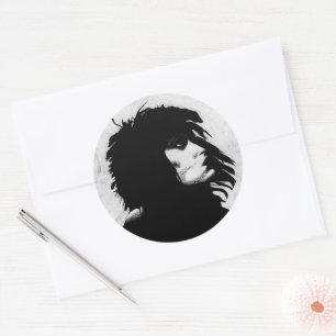 Sticker Rond Femme déesse gothique Portrait Iconique Art de mod