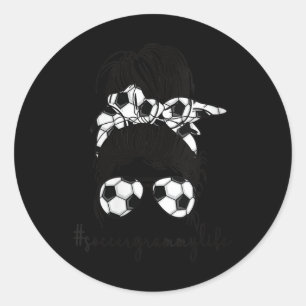 Sticker Rond Femme Drôle Soccer Grammy Vie Soccer Joueur Gram
