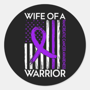 Sticker Rond Femme D'Un Guerrier Pancréatique Cancer Sensibilis