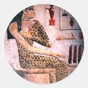 STICKER ROND FEMME ÉLÉGANTE, MODE ET BEAUTÉ DE L'ÉGYPTE ANTIQUE
