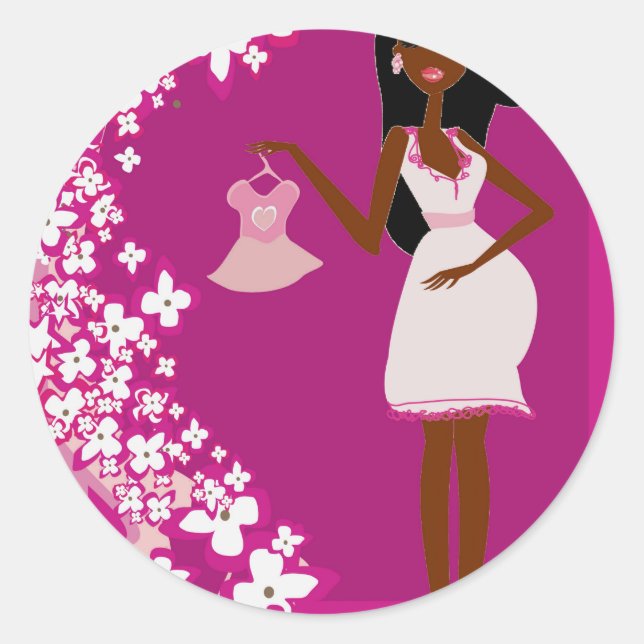 Sticker Rond femme enceinte noire (Devant)