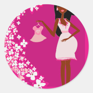 Sticker Rond femme enceinte noire