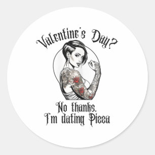 Sticker Rond Femme Enquêtée Femme Seule Tatouée Pour Anti Valen