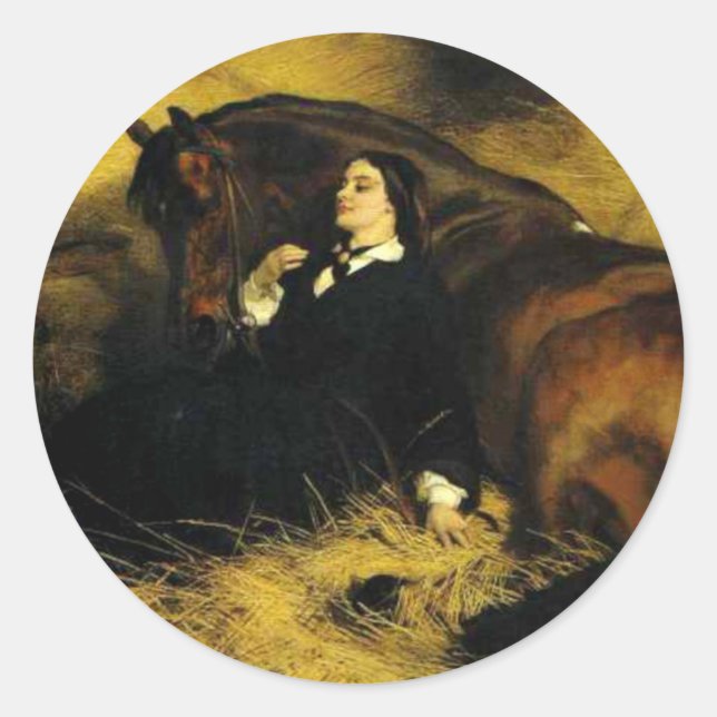 Sticker Rond Femme et Cheval (Devant)