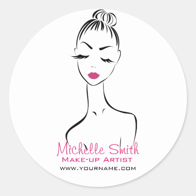 Sticker Rond Femme face maquillage entreprise d'artiste marque (Devant)