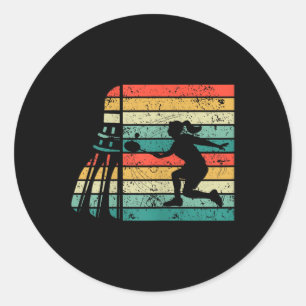 Sticker Rond Femme Filles Raquette Femelle Navette Athlète Badm