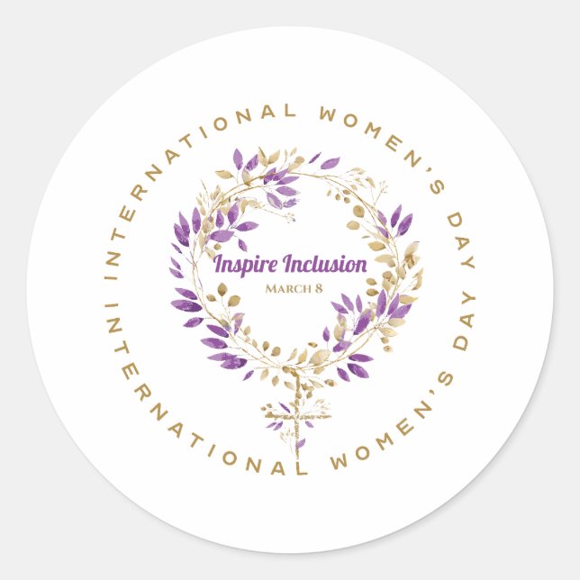 Sticker Rond Femme florale signe de la Fête des Femmes Mars 20 (Devant)