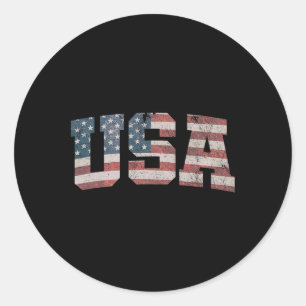 Sticker Rond Femme Gi Usa Drapeau Américain Patriotique 4 Juill