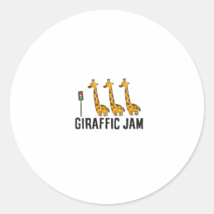 Sticker Rond Femme Giraffic Jam Funny Giraffe Giraffe Pun Cute