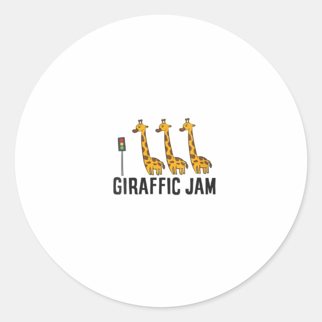 Sticker Rond Femme Giraffic Jam Funny Giraffe Giraffe Pun Cute (Devant)