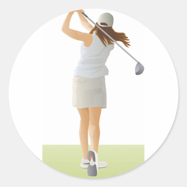 Sticker Rond Femme Golfer (Devant)