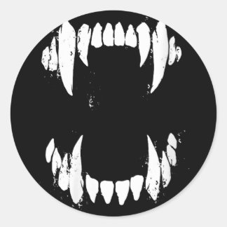 Sticker Rond Femme Halloween Horreur Loup Chien Vampire Monstre