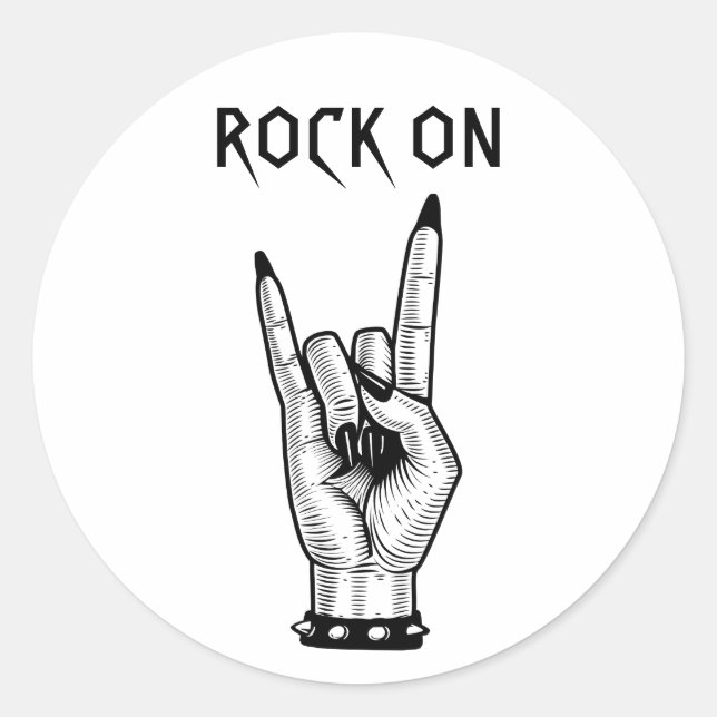 Sticker Rond Femme Hand Rocker Illustration de l'art des signes (Devant)