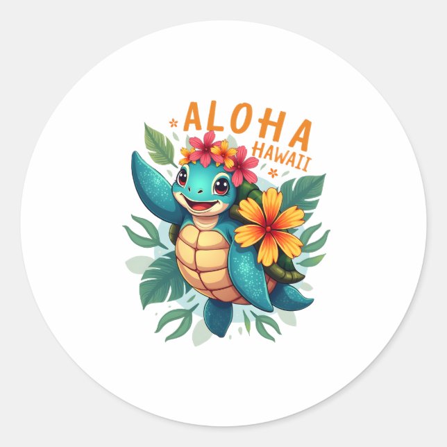 Sticker Rond Femme Hawaiienne-Chemise Aloha Hawaii (Devant)