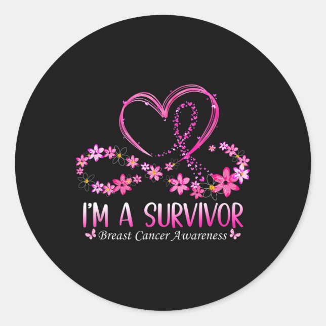 Sticker Rond Femme I'm A Survivor Cancer du sein Sensibilisatio (Devant)