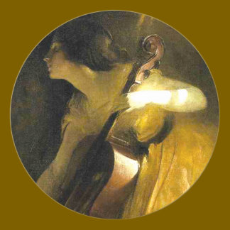 Sticker Rond Femme Jouant Au Cello
