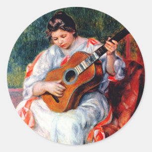 Sticker Rond Femme jouant de la guitare de Pierre Renoir