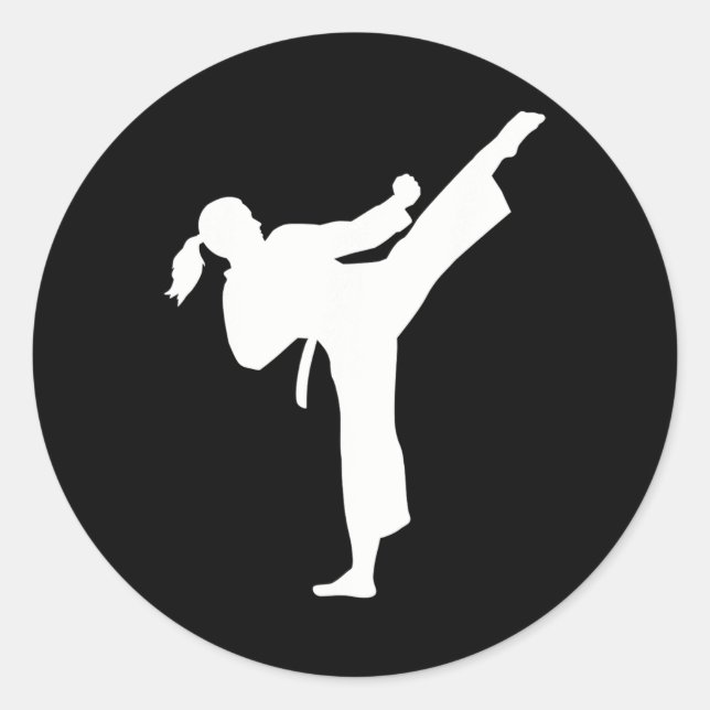 Sticker Rond Femme karaté (Devant)