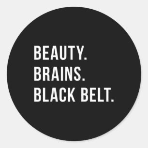 Sticker Rond Femme Karaté Ceinture Noire Ceinture Noire 