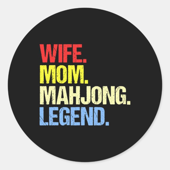 Sticker Rond Femme Maman Mahjong Légende Mahjong Joueur Mahjong (Devant)