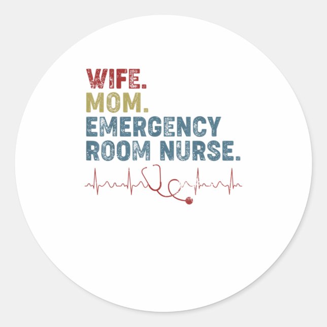 Sticker Rond Femme Maman Salle D'Urgence Infirmière Funny Cute  (Devant)