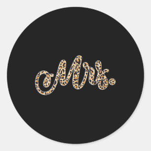 Sticker Rond Femme Mariée Groom Mme Empreinte de léopard Mariag