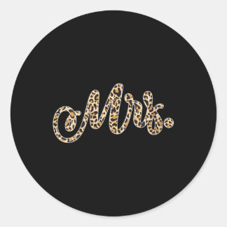 Sticker Rond Femme Mariée Groom Mme Empreinte de léopard Mariag