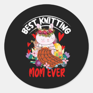 Sticker Rond Femme Meilleur Tricot Maman Jamais Pour Tricot mam