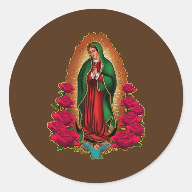 Sticker Rond Femme Mère Madre Virgen de Guadalupe Vierge (Devant)