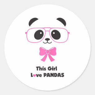 Sticker Rond Femme mignonne aimant les pandas avec des lunettes